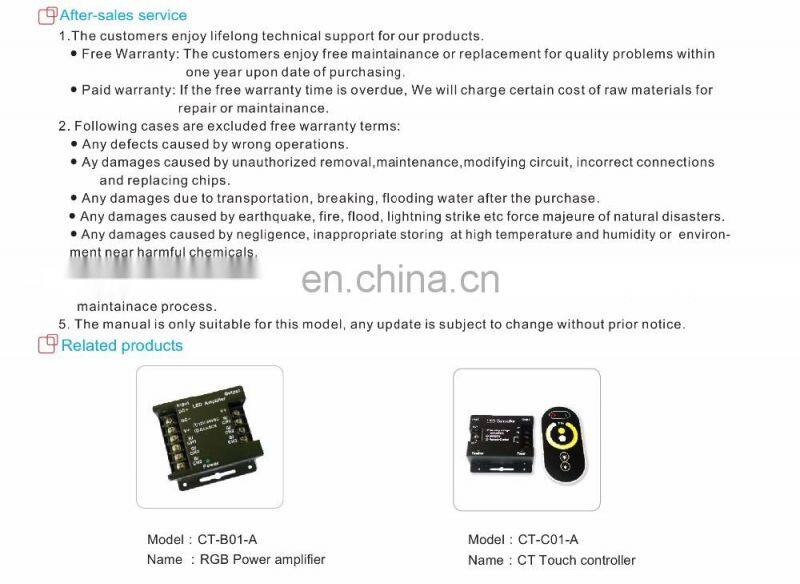 Shenzhen factory dc12v 24v RGB touchable led controller