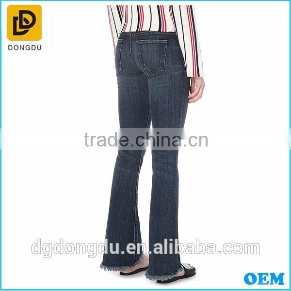 2016 Fashion high waist denim jeans for women china manufacturer ladies top quality denim pants