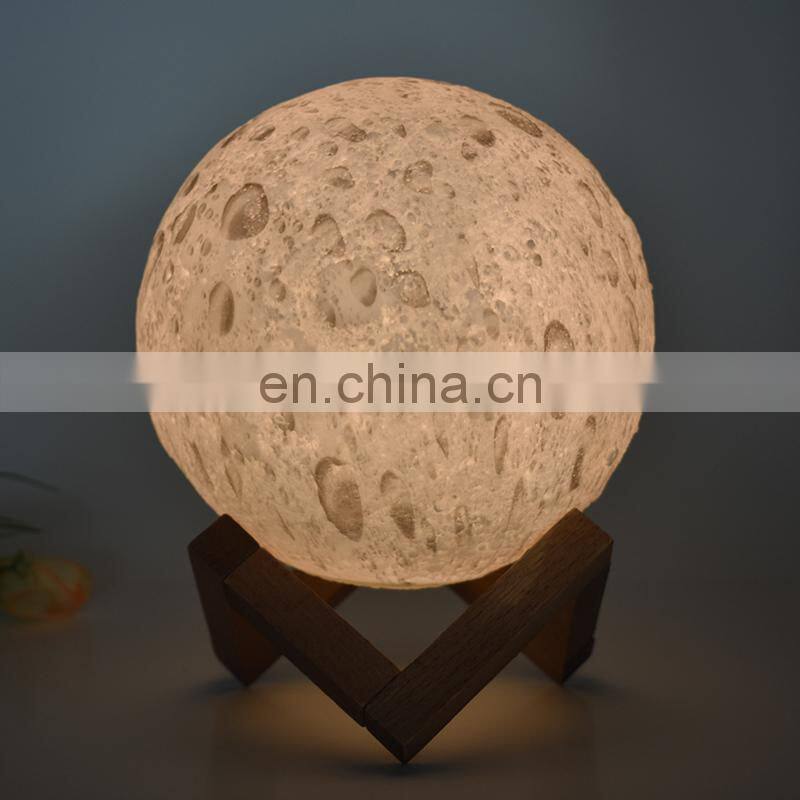8-20cm 3D printing creative novelty gift moon desk table lamp with remote control