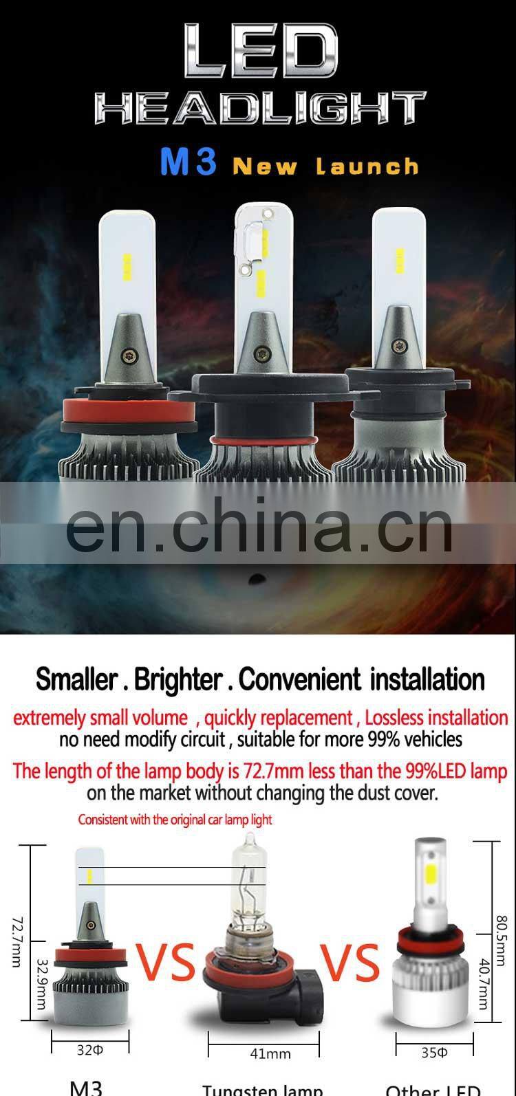 Cheap h4 led headlight car LED 360 degree amber Led Bulb 6000lm Automobiles Head lamp bulb 6000K v led headlight