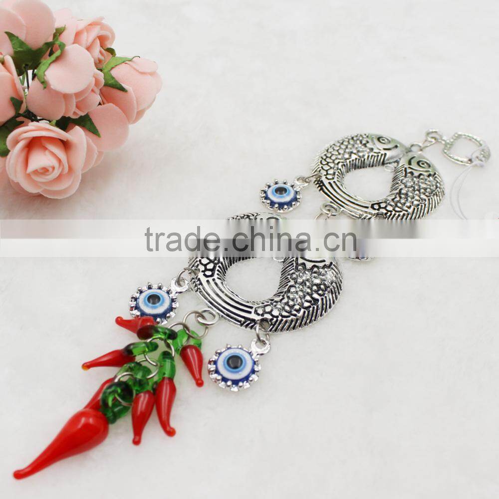 Islamic Religious Fish Pendant Car Hanging With Blue Evil Eye Beads