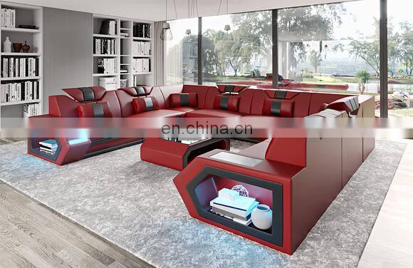 New home needed living room beautiful sectional sofa set furniture with LED light