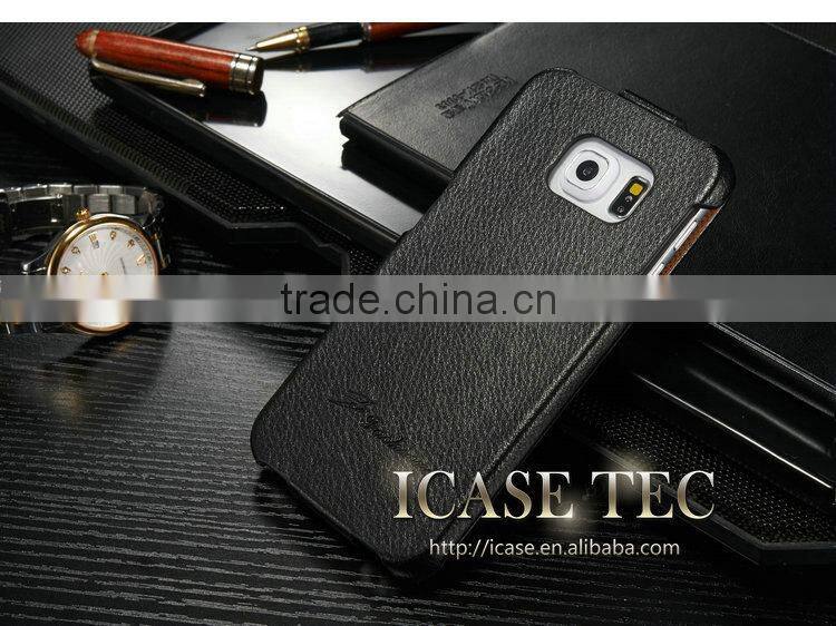 for samsung galaxy s6 edge flip case with real leather material