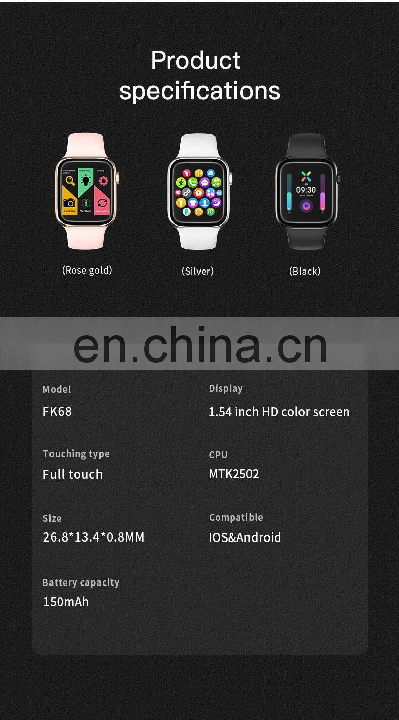 FK68 2021 Man Women IPS Smartwatch Call DIY Watch Face 1.7 IP67 Waterproof Smart Watch