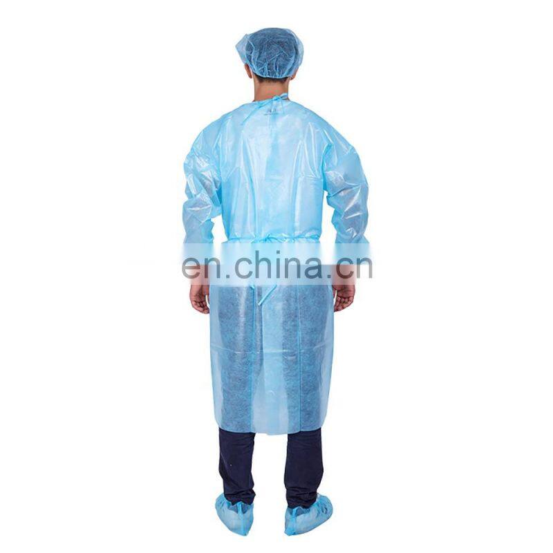 Elastic Cuffs Waterproof Non Woven Disposable Isolation Cover Gown for Visitors