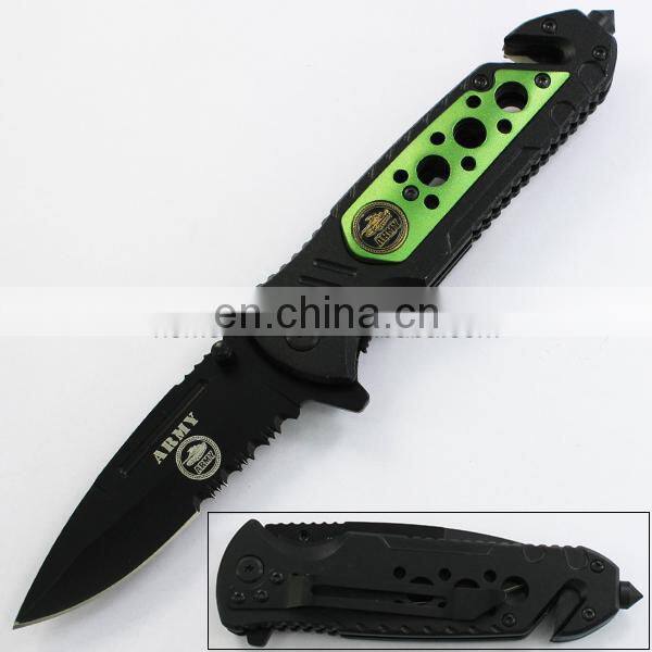 8" Hot Seller Stainless Steel Half Serrated Blade with Aluminum Handle Folding Military Pocket Knife