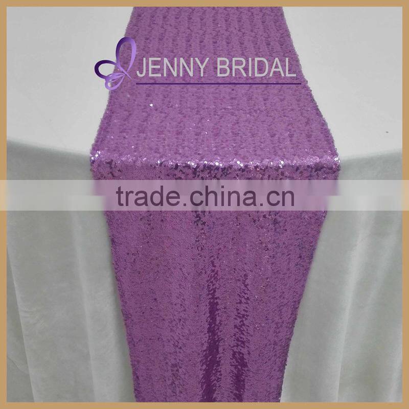 SQN#21 beautiful wedding decorations light purple beaded sequin table runner