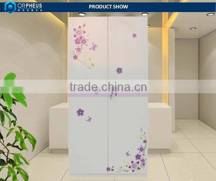 Easy Assembled Hotel Bedroom Set Double Doors Wardrobe Bedroom Furniture Classic Steel Almirah