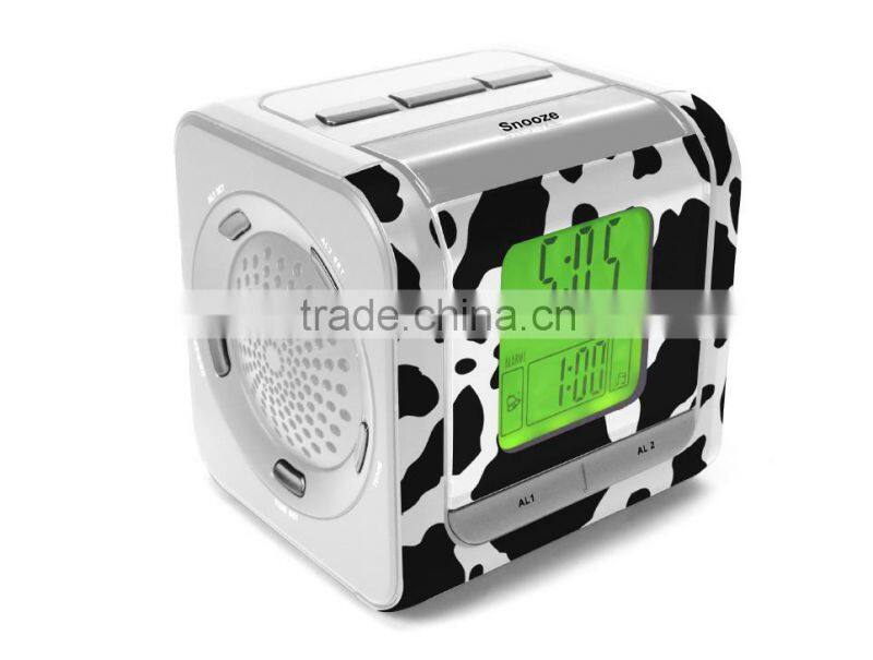 Classical Cow Pattern Digital Tuning Projector Alarm Clock Radio