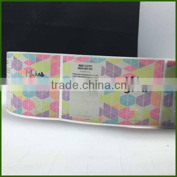 Colorful Body Mist Adhesive Stickers.Cosmetic Label Printing