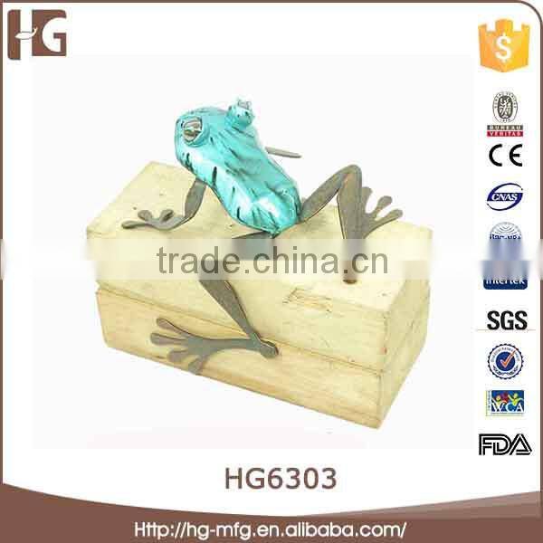 Best blue frog shaped metal garden statue molds