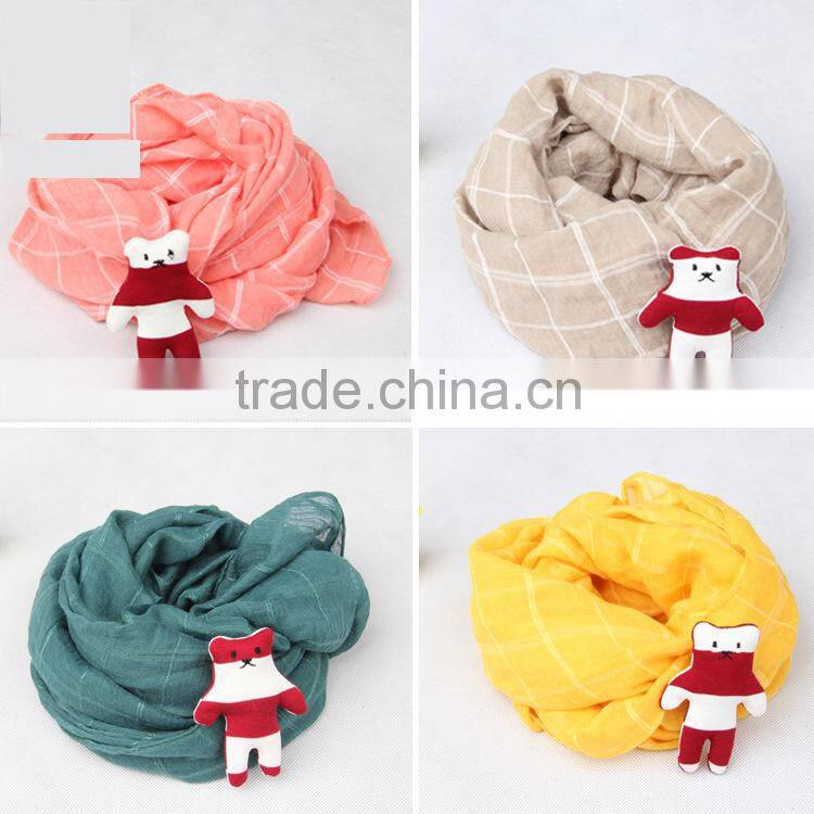 Wholesale Fashion Children Kid's Checked Plaid Cotton Polyester Autumn Winter Scarf