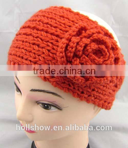 Wholesale Hair Accessory Ladies Crochet Patterns Flower Head Wrap Women Knitted Headband