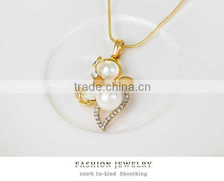 Gold Plated Elegant Fashion Inlaid Crystal Jewelry Sets Imitation Pearl Earrings Necklaces Ring Set For Women Wedding