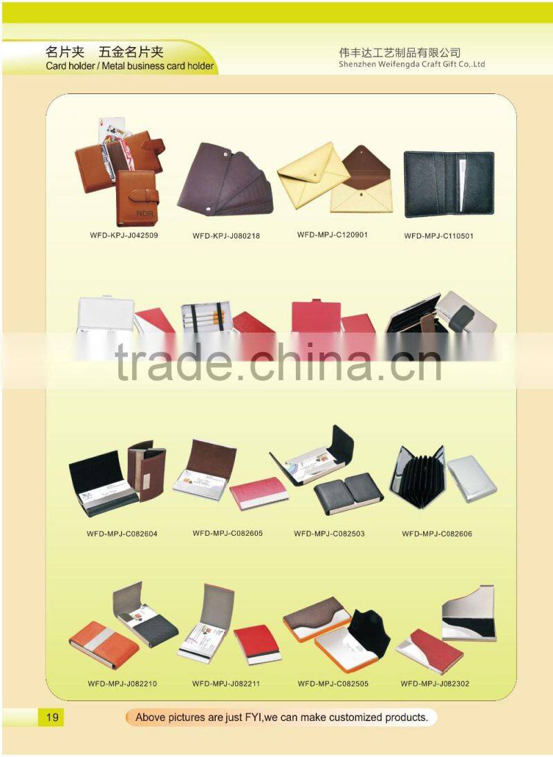 Fashion golden cover leather name card holder long style for women