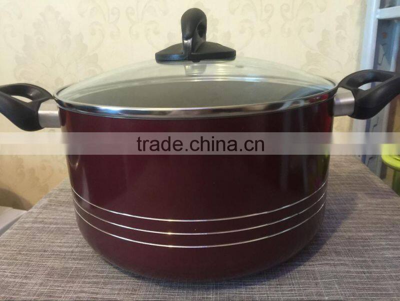 Quality Non-stick Red Caldero with Class lid and Bakelite Handle