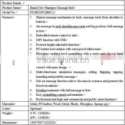 used lay down washing salon shampoo massage chair