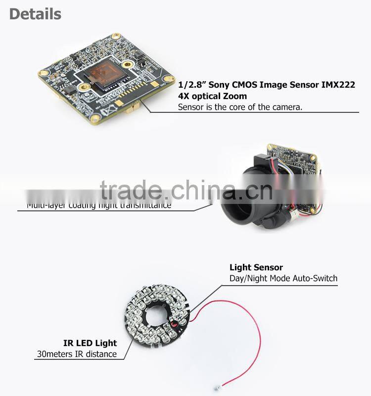 home security 2.1 megapixel ahd outdoor IP66 metal casing motorized zoom ahd camera