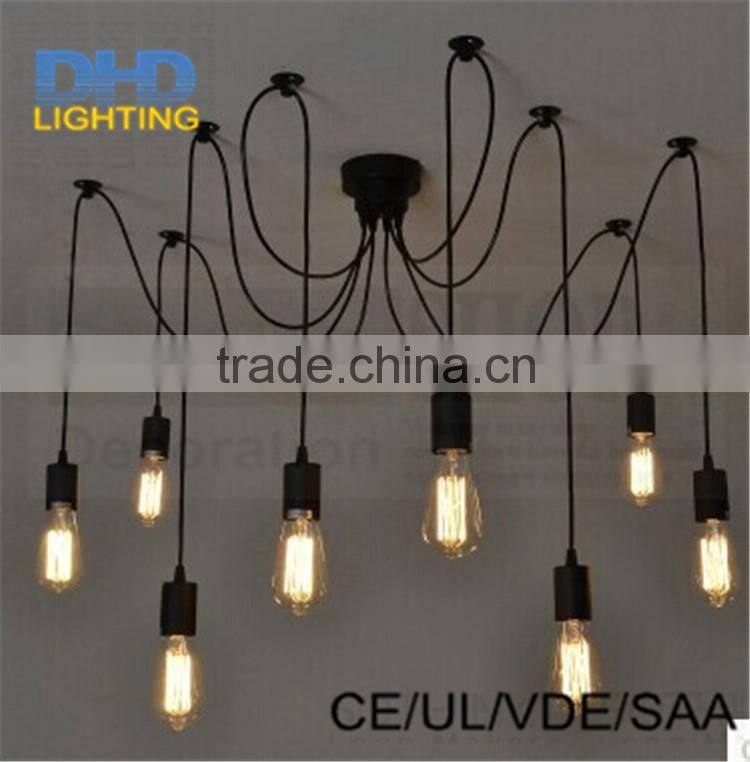 The 6-8-10-12-14 heads Spider chandelier insustrial iron pendant lamp edison vintage up and down lighting fixture