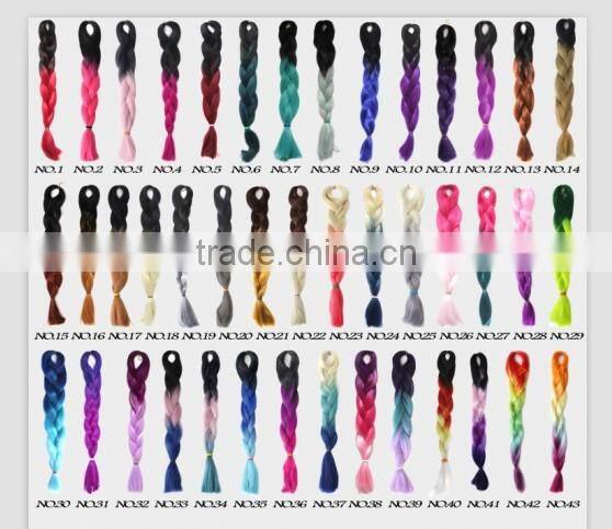 Hot Wholesale 100g 24inch High Temperature Synthetic Hair Premium Ombre Jumbo Braid