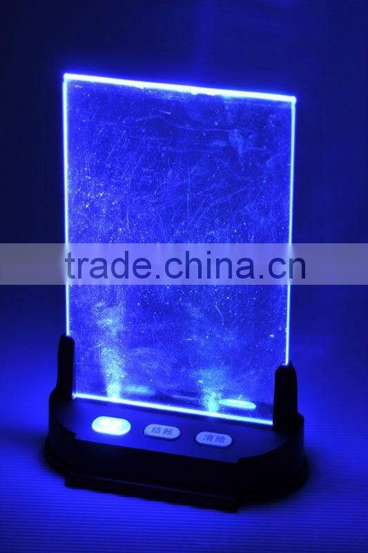 Bar alarm system waiter call button with menu folder and light