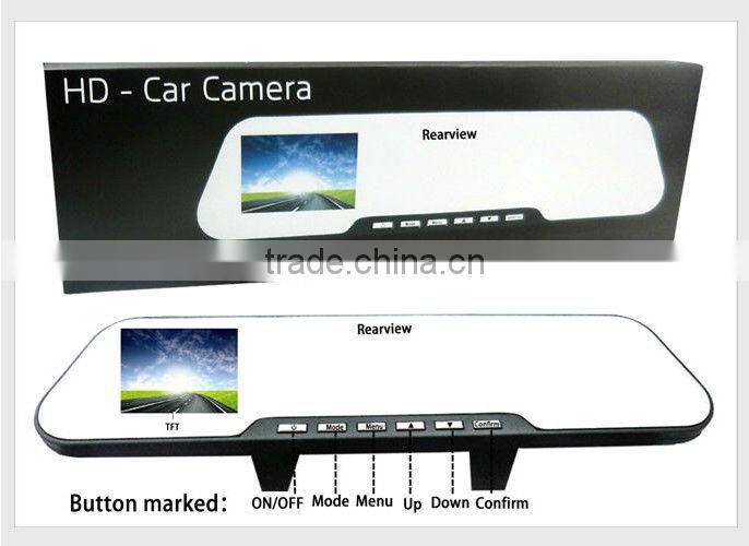 Cheap DVR 2.7 inch car rearview mirror type and bluetooth handsfree car kit mirror wd0608
