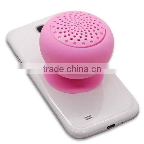 A2 Portable Bluetooth Stereo Mushroom Speaker Suction Car Handsfree Mic For Smart Phone Pink
