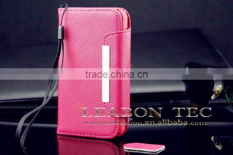 Card holder High quality wallet case cross pattern real cow leather case for Iphone 4 4S