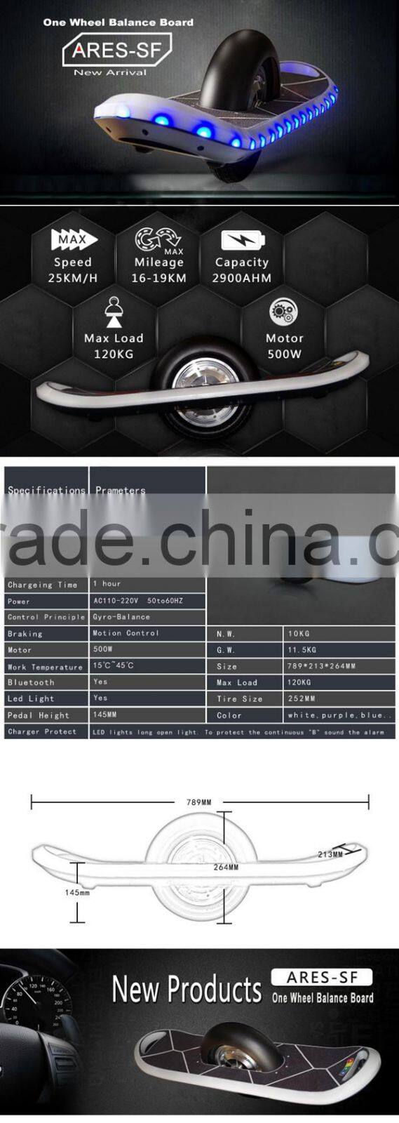 High quality Electric unicycle one wheel self balancing scooter bluetooth