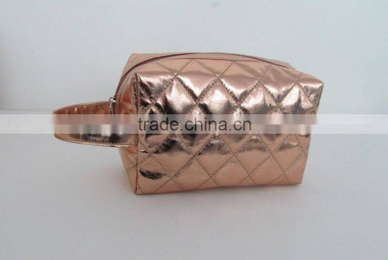 new designer black quilting pu make up cosmetic bags