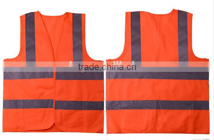 EN471 adult security protection Orange Yellow Reflective Strips Safety Warning Vest Jacket Clothing