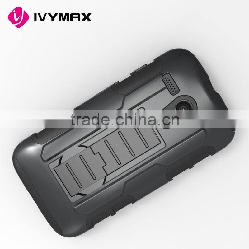 GuangZhou manufacturer wholesale custom cheap pc silicone heavy duty hybrid armor kickstand phone case for Motorola Moto G