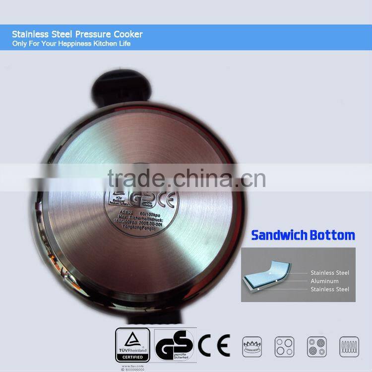 stainless steel weight valve pressure cookers, sandwich bottom, suitable to gas stove & induction cooker ASF 22CM 6L