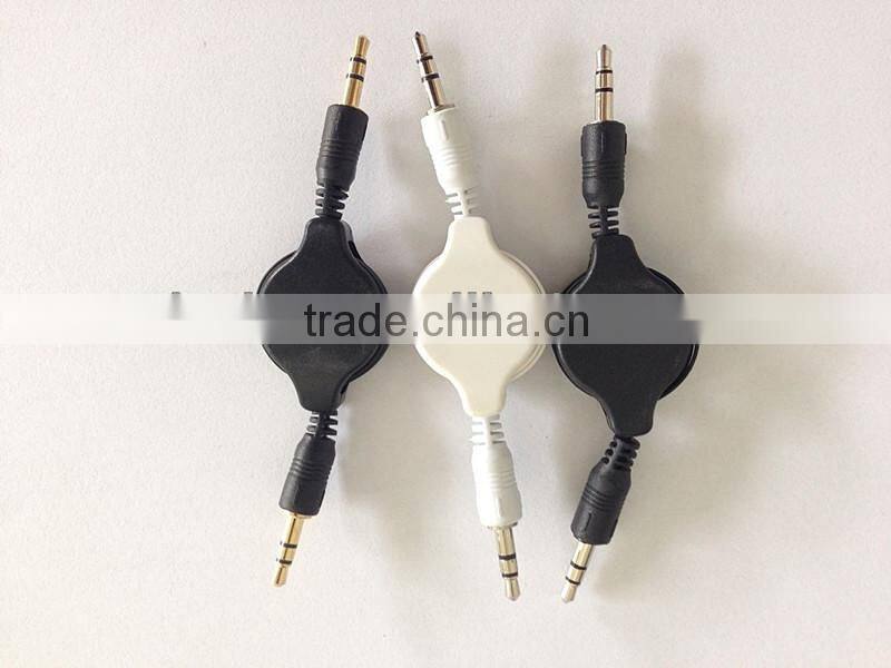 3.5mm aux audio cable usb data transfer M to M Retractable Audio Data Cable for iPod iPhone MP3 Players