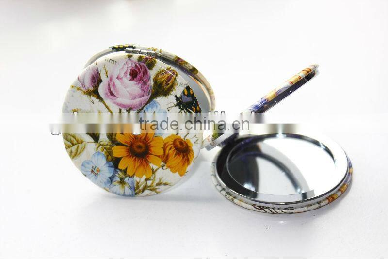 2014 hot scenery painting round make up mirrors for wholesale,MB133