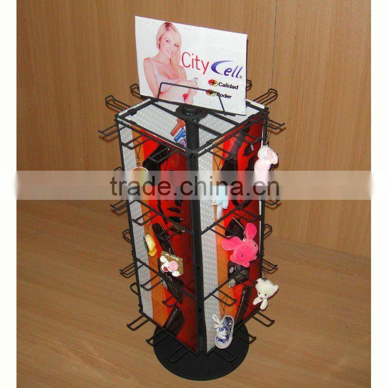 four sides metal wire revolving counter display with factory price