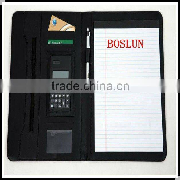 Zipper multifunction pu leather caculator business manager portfolio folder