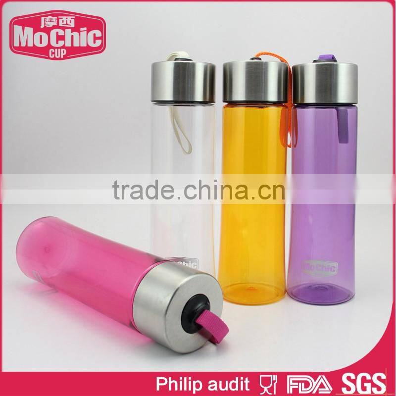 400Ml/550ML Mochic reusable customized glass water bottle with metal cap and silicone sleeve