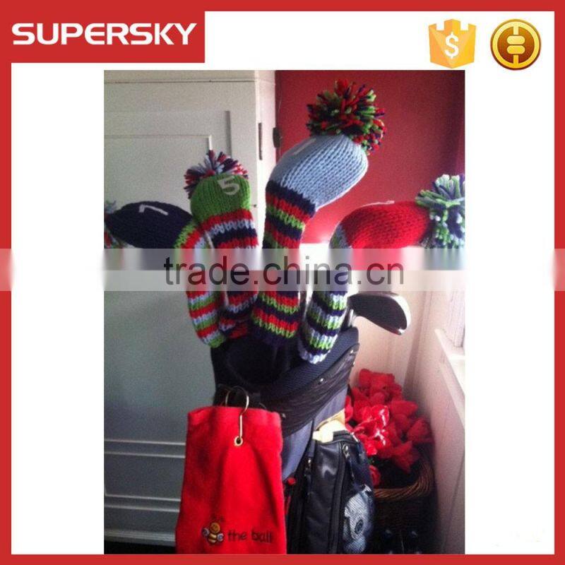 F552 Custom Handknit Hybrid Golf Club Covers stripe pattern