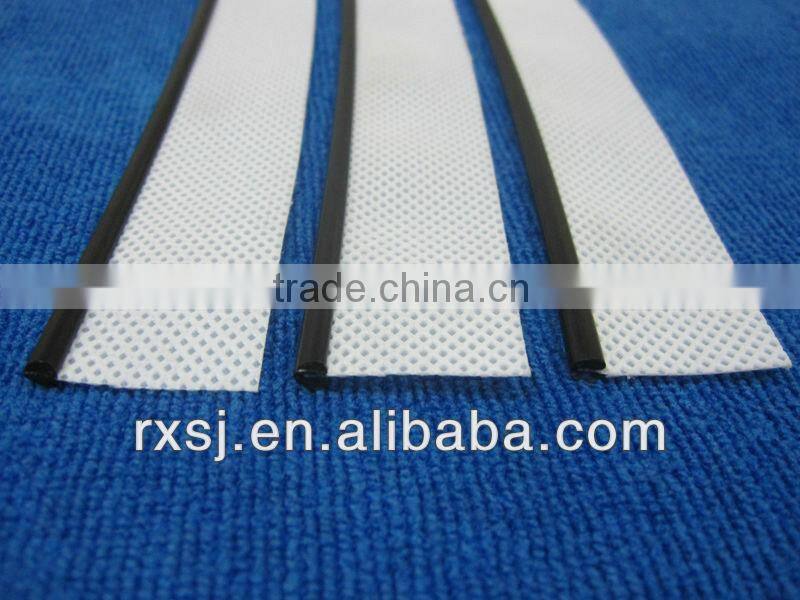 PVC strip co-extruded with white fabric