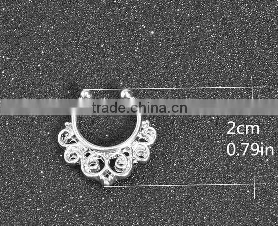 Alloy Charms Fake Septum Nose Ring Non Piercing Hanger Clip On Jewelry