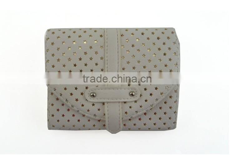 Ladies small fashion purse with craftwork punching star outside little elegance wallets fancy moeny bag