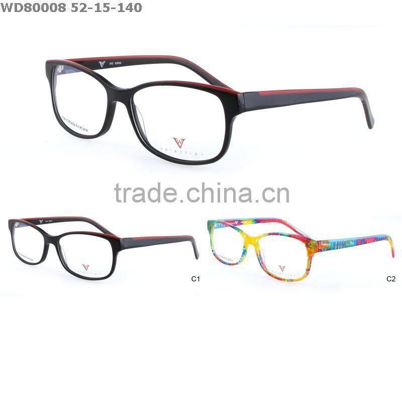 Latest fashion acetate optical frame, eyewear with multicolor splicing
