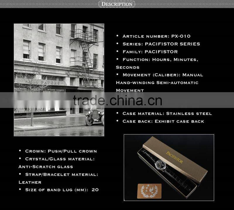 INFANTRY Men's Luxury Mechanical Silver Case Leather Deluxe Watch