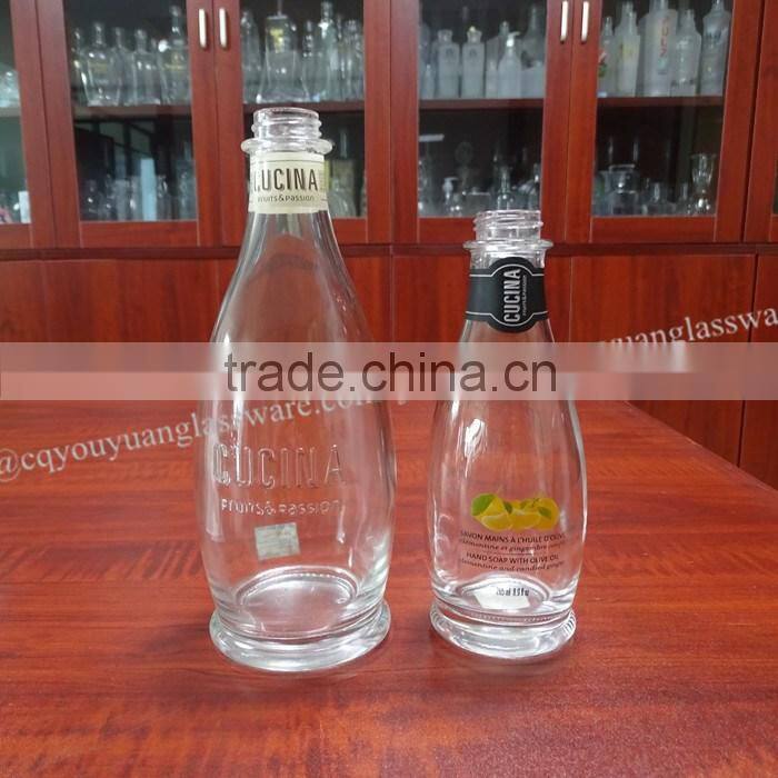 Hand soap screw top embossed custom made glass bottles 500 ml