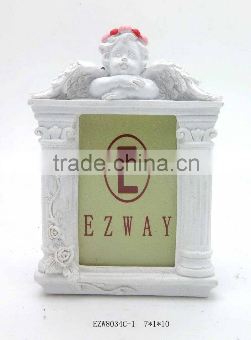 White angel plastic antique picture frame
