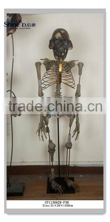 polyresin sculpture human body skeleton with metal stand model display