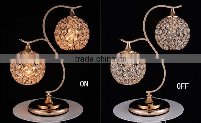 Hot Sale Beautiful E14 Lamp Socket Crystal Table Lamp With 2 Lights