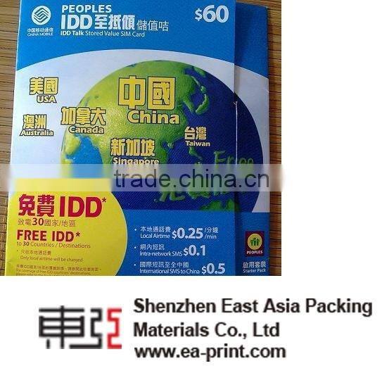 East Asia Packing Materials Custom SIM CARD PACKING(STANDARD/MICRO/NANO SIM CARD)