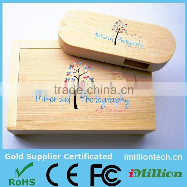 burn the logo onto custom wooden usb stick with wood box